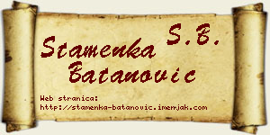 Stamenka Batanović vizit kartica